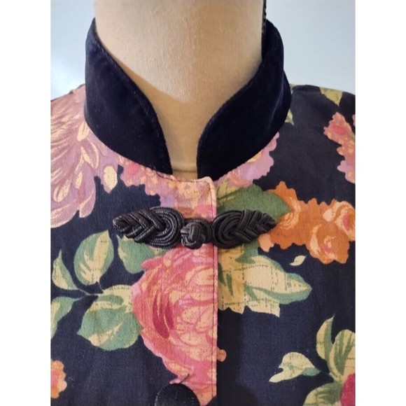 Coldwater Creek Womens Black Velvet Dress Floral Jacket size 6 Long Buttons 2 pc - Picture 16 of 16